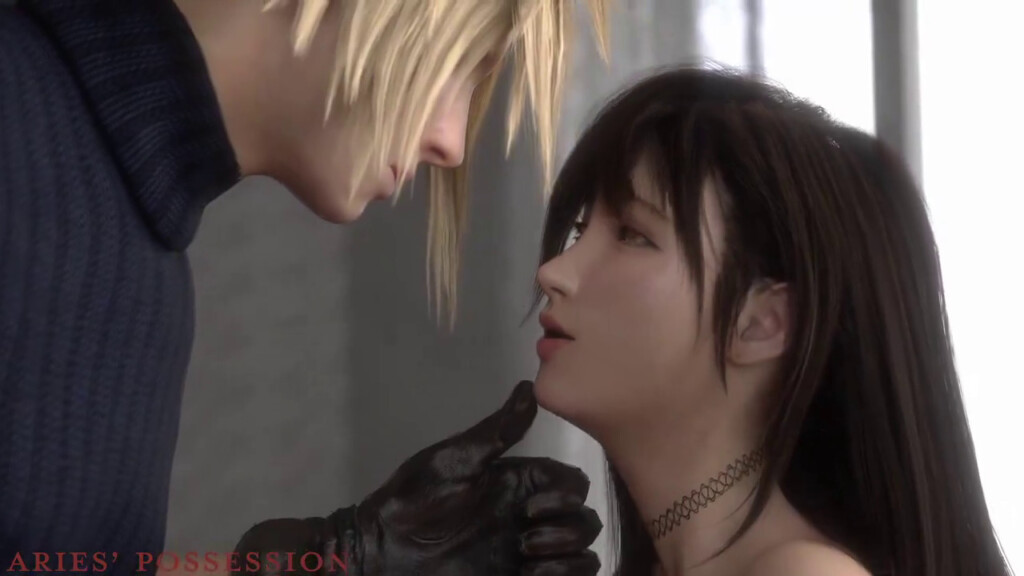 Tifa giving Cloud a fellatio