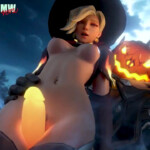 Witch Mercy thighjob and cumshot