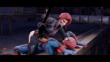 Black Widow on the lookout with Spidy