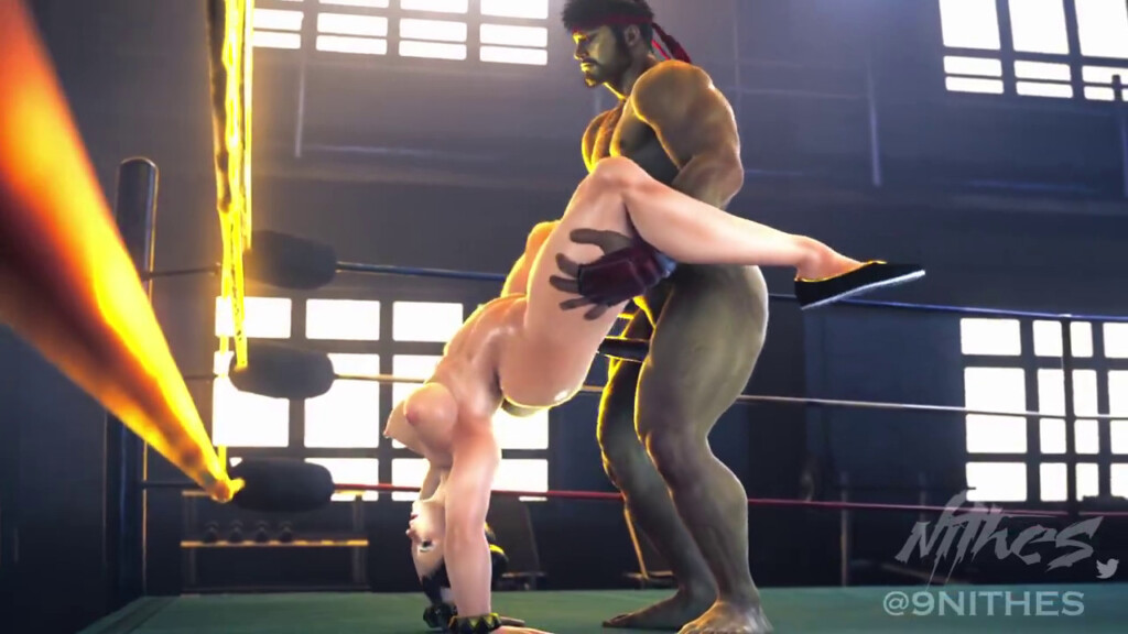 Chun-li stretching with Ryu