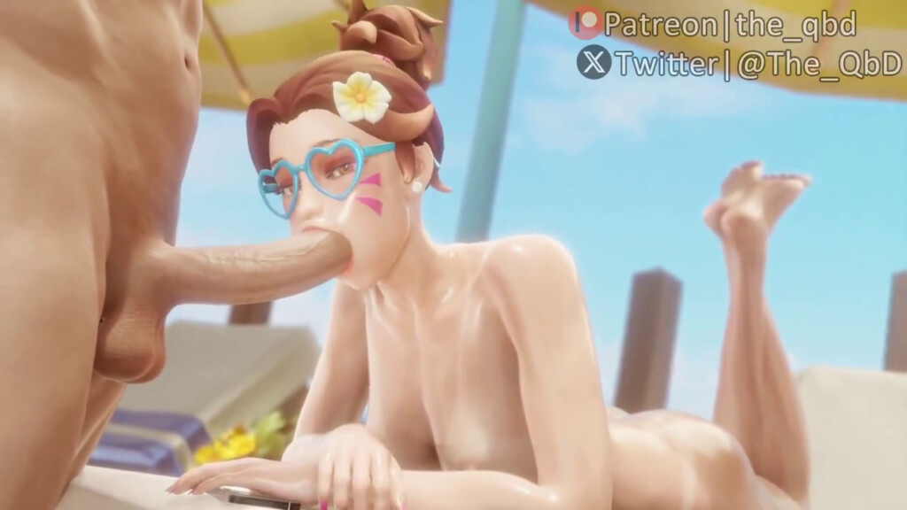 D.va sucking the tip on the beach