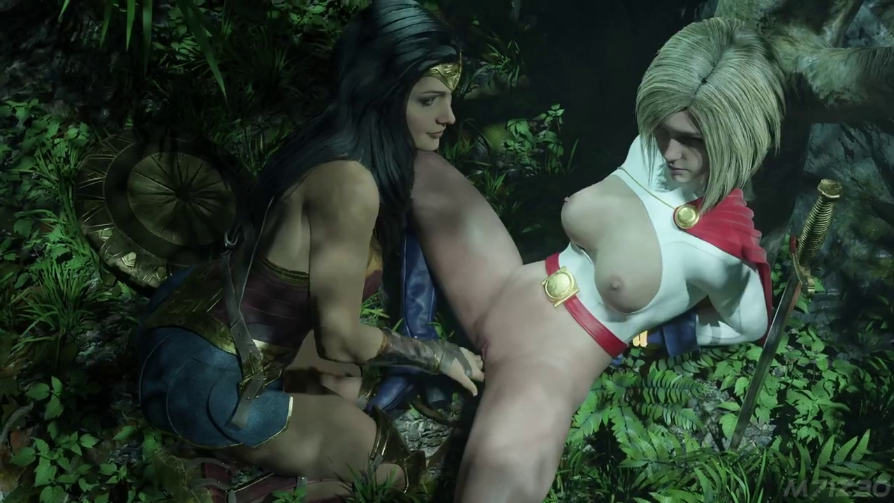 Power girl squirts from Wonder Woman fingering