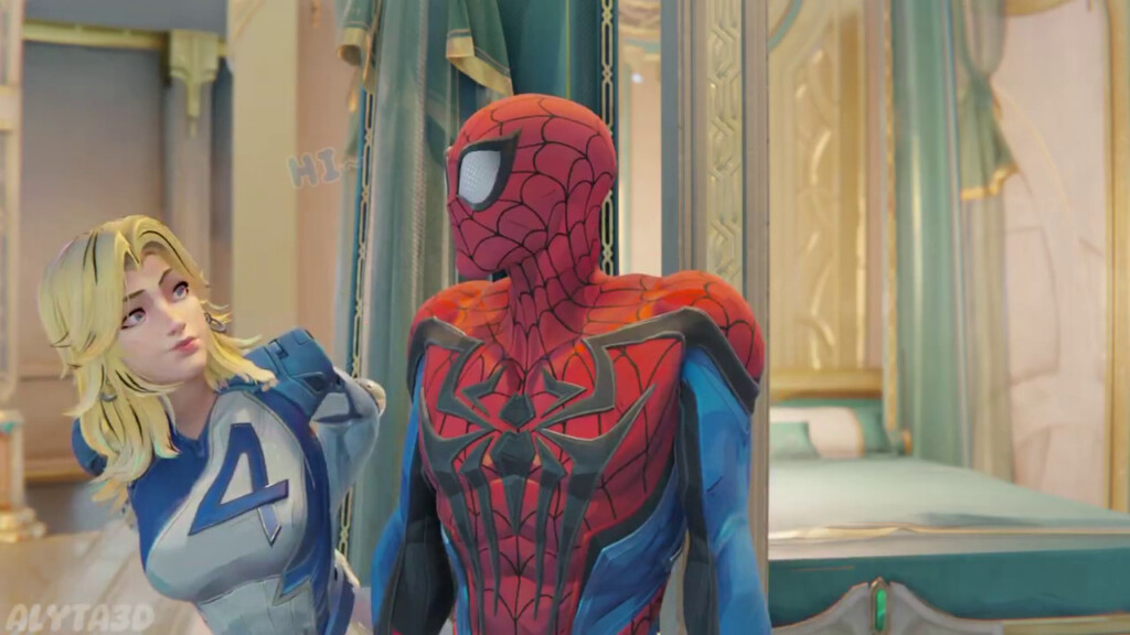 Spider-man surprised by Invisible Woman