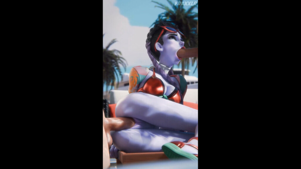 Widowmaker blowjob and fucked on the beach