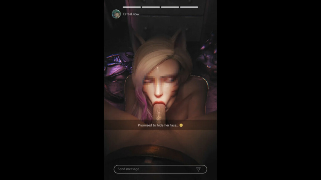 Censored Ahri blowing Ezreal