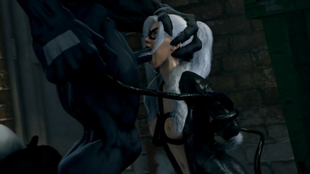 Black Cat face fucked by Venom