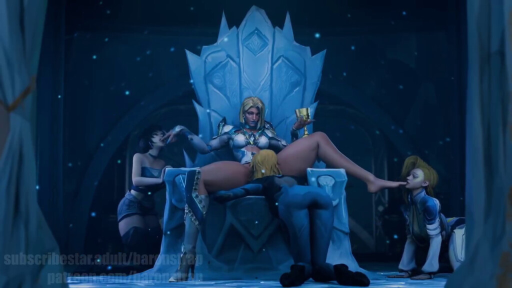 Emma Frost getting serviced by her servants