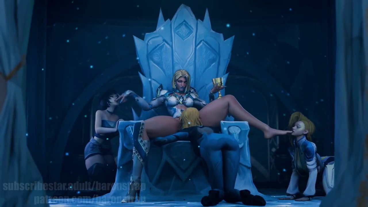 Emma Frost getting serviced by her servants