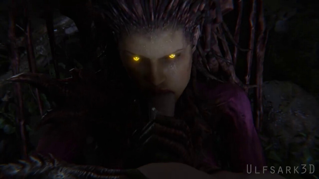 Sarah Kerrigan giving a blowjob
