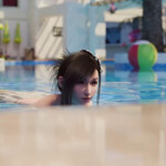 Tifa getting out of the pool