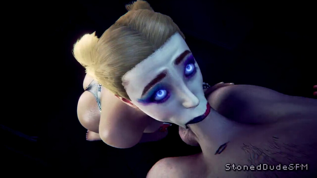 Hypnotized Harley Quinn blowjob