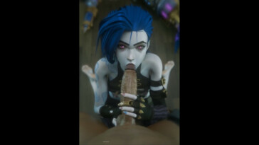 Jinx sucking the tip and handjob