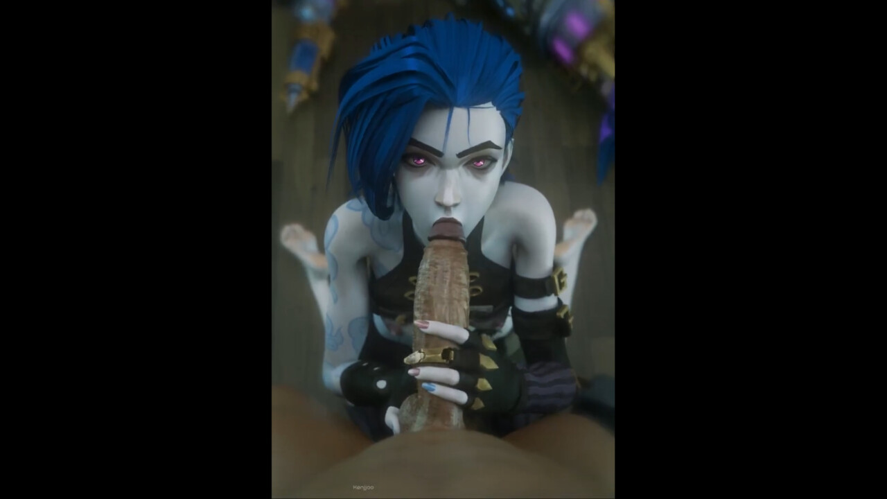 Jinx sucking the tip and handjob