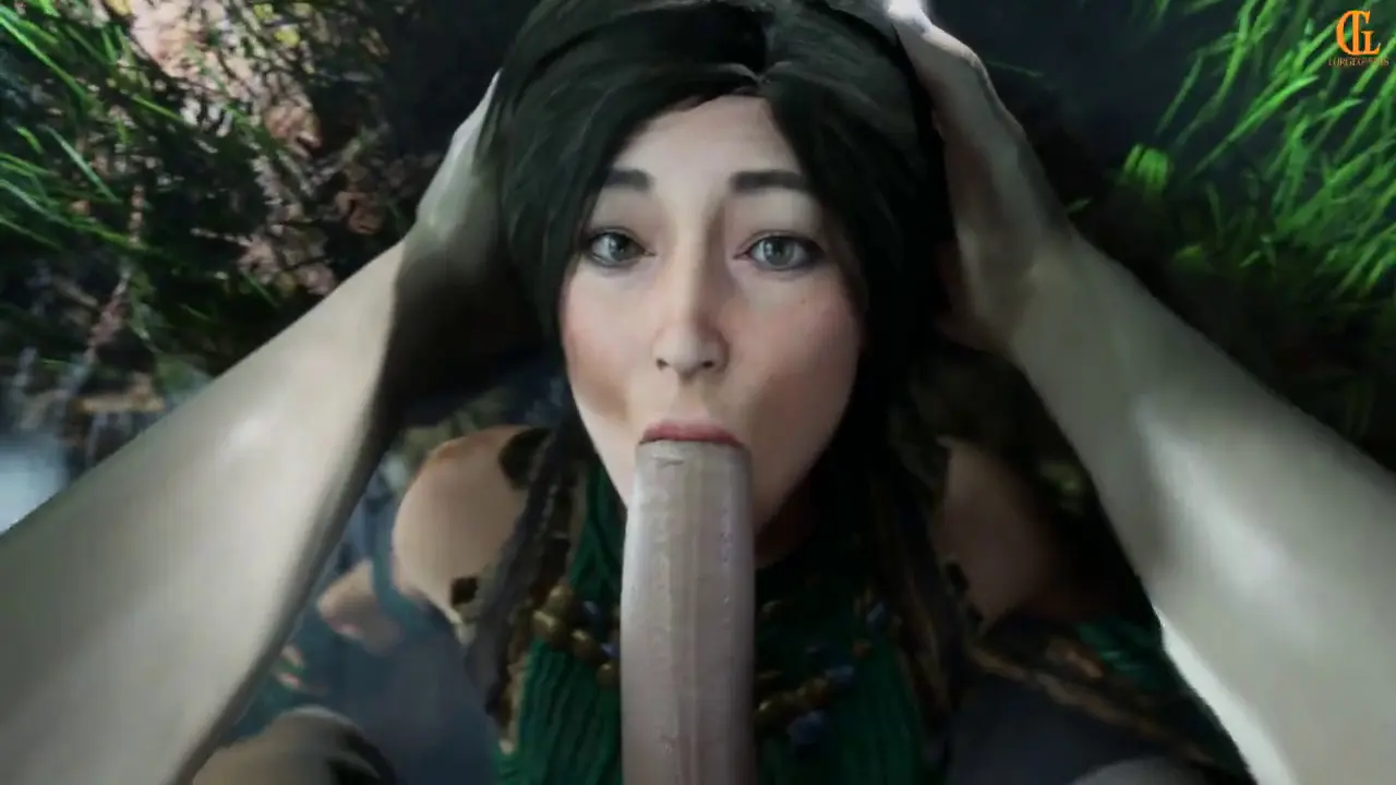 Lara Croft face fucked gently