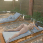 Chun-li sun tanning naked