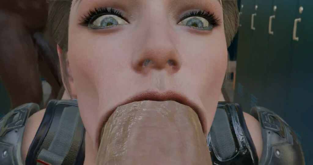 Ines sucking hard and spitroasting