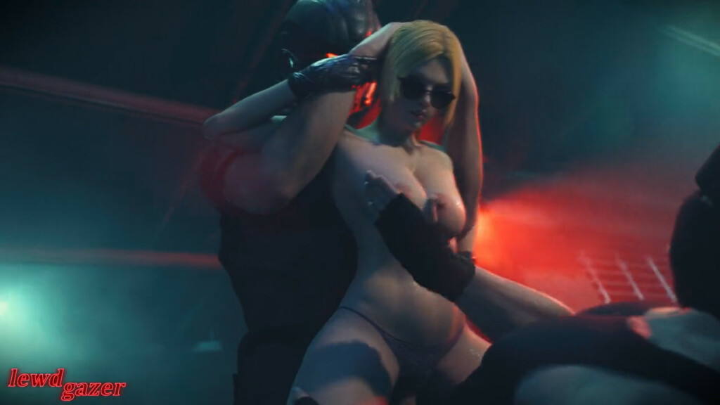 Nina Williams fighting 2 goons