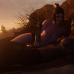 Shadowheart giving Futa Lae'zel a handjob