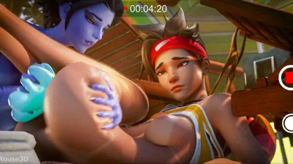 Widowmaker, Tracer and dildo on the beach