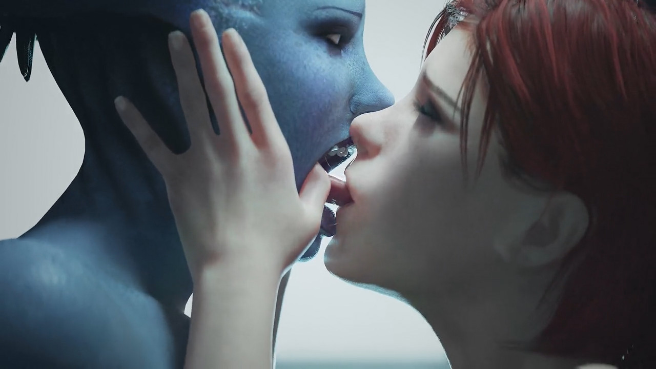 Femshep sucking Liara's tongue