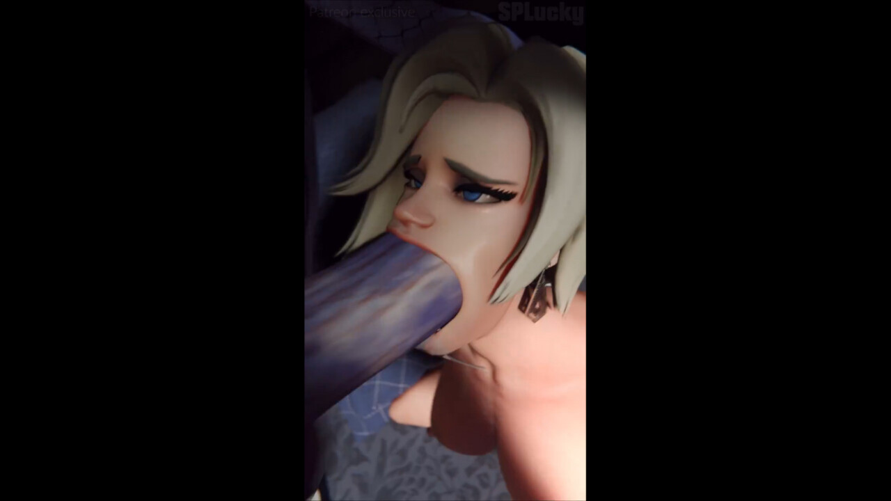 Mercy face fucked by purple dong