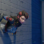 Peni Parker stuck in a wall