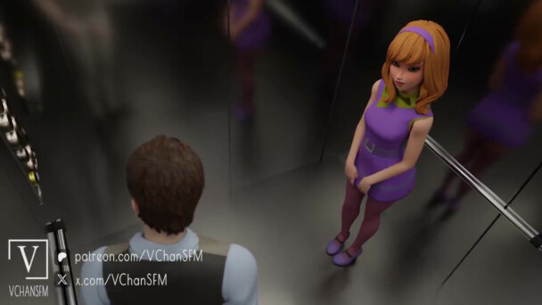 Threesome with Daphne and Velma in the elevator