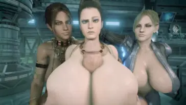 Busty Resident evil girls paizuri cumshot