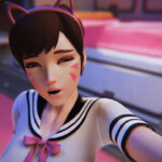 D.va riding a dildo on a mirror