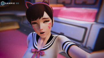 D.va riding a dildo on a mirror