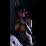 Daemon girl cowgirl side view