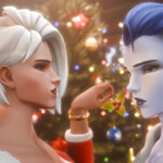 Futa Ashe and Widowmaker under the mistletoe