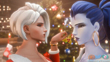 Futa Ashe and Widowmaker under the mistletoe