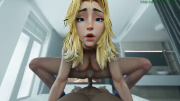 Sue Storm cowgirl ride and creampied pov