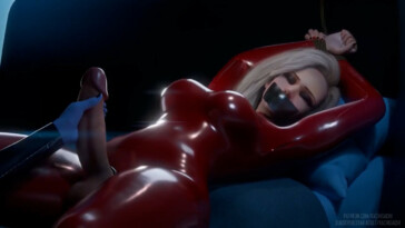 Futa Mercy in latex and handjob