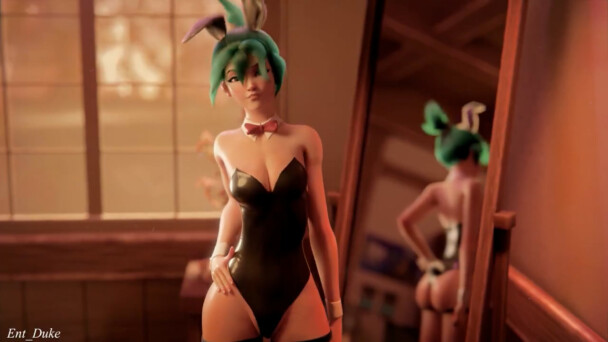 Bunny girl Kiriko giving a fellatio