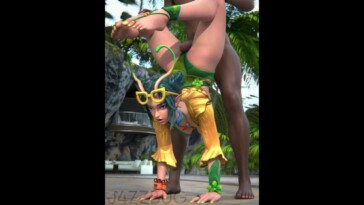 Summer Mantis handstand thighjob