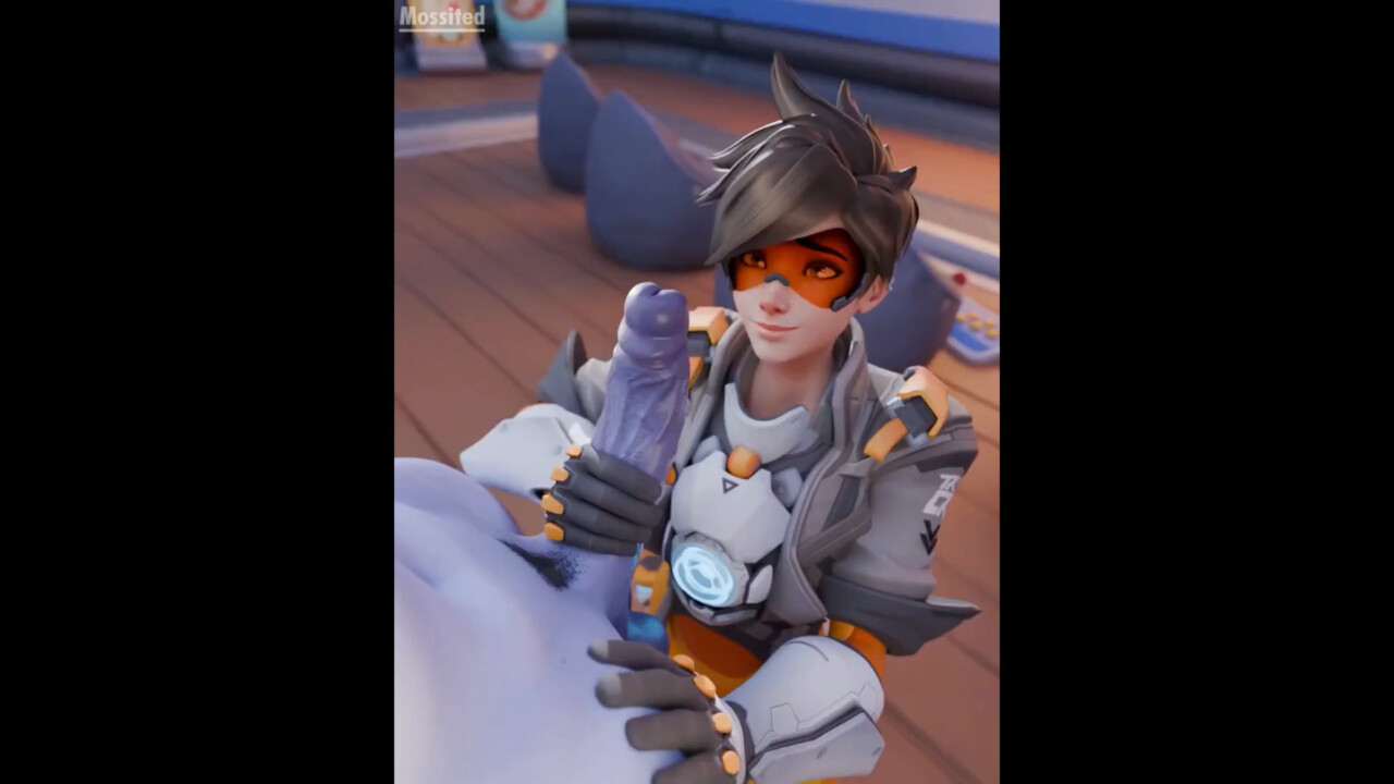 Tracer handjob and blowjob on Futa Widow