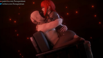 Makima hugging and riding