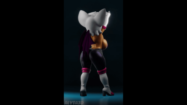 Rouge the Bat stretches before the ride