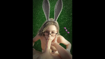 Bunny girl Grace giving a blowjob