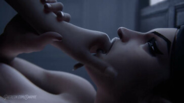 Emma Frost riding Futa Hela