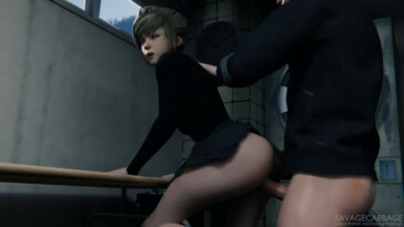 Kate Marsh fooling around on campus