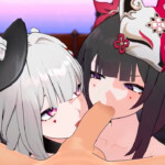 Sparkle and Sparxie threesome blowjob