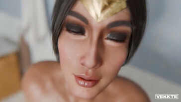 Wonder Woman handjob and swallow pov