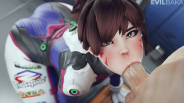 Cute D.va face fucked