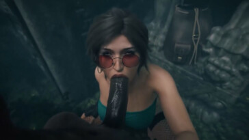 Lara Croft sucking a bbc pov