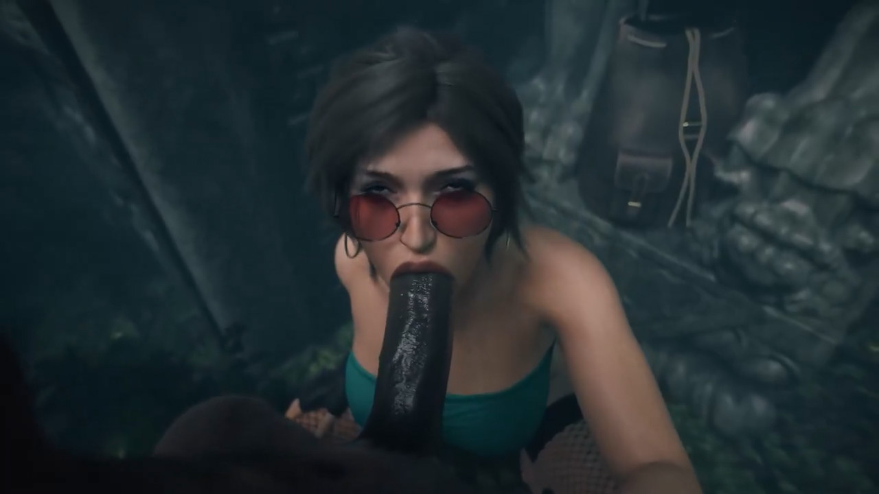 Lara Croft sucking a bbc pov