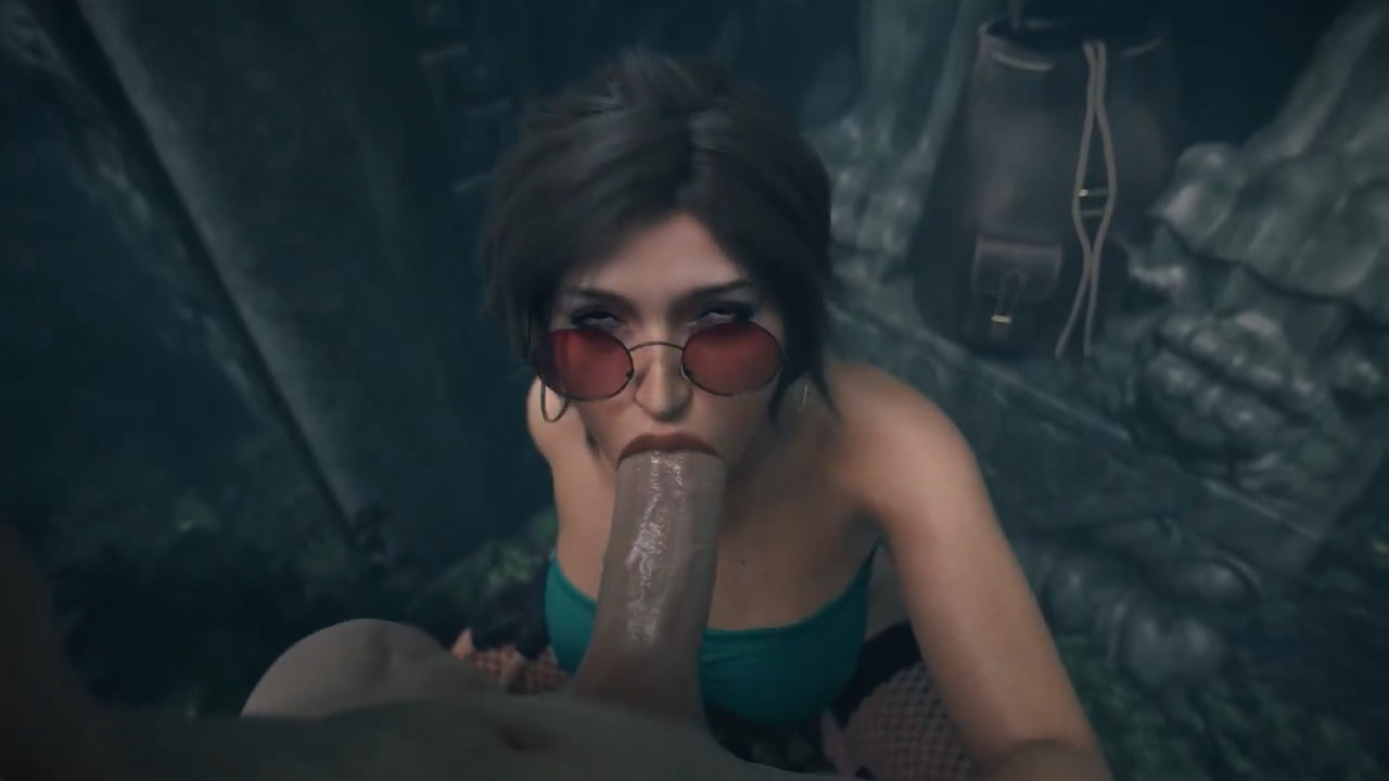 Lara Croft sucking a big cock pov
