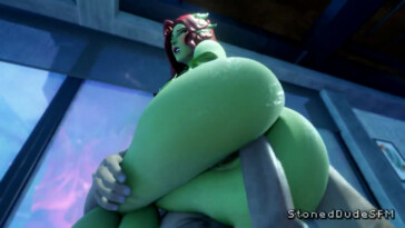 Poison Ivy riding a big cock